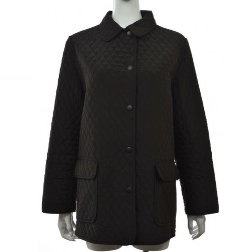 Hilary Radley Women's Quilted Mid Coat Jacket - Black